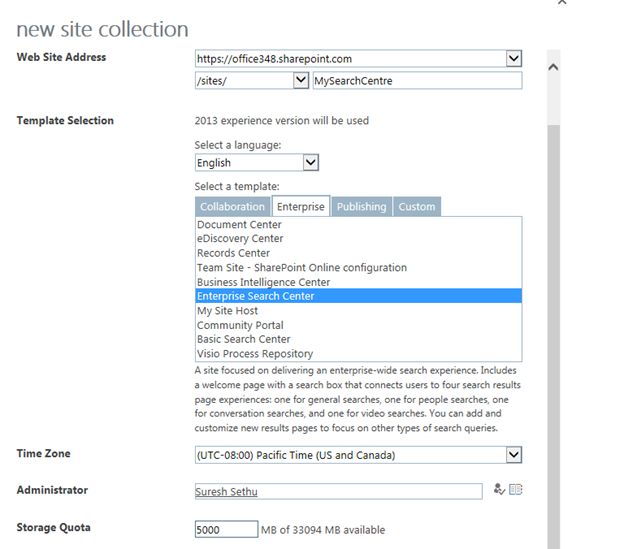 New Search Center site